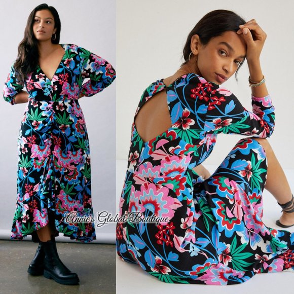 NWT ANTHROPOLOGIE Ruched Floral Maxi Dress. - Picture 15 of 16